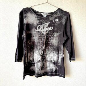 Christopher & Banks madein usa vintage rhinestone paris top